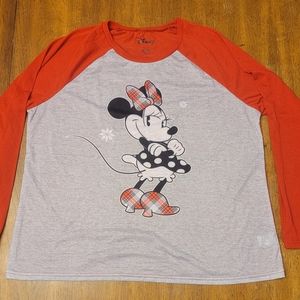 Disney Winter Plaid Minnie Mouse Long Sleeve Tshirt - Size XLarge